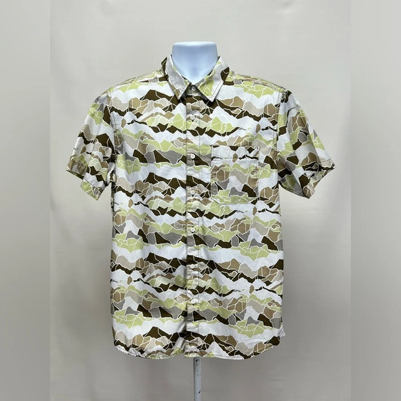 NORTH FACE Brown and white abstract mountain print shirt size L. - Picture 2 of 12